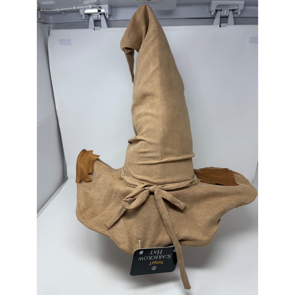Spirit Halloween Scarecrow Hat Tan Faux Suede Pointed Costume Accessory Unisex